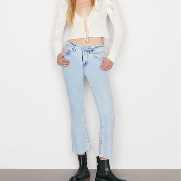 NWT FRAME Le Crop Mini Bootcut Atwood Denim Raw Hem High Waisted Jean 29 - Picture 4 of 10